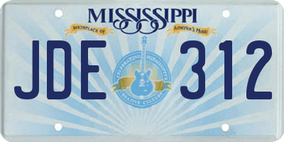 MS license plate JDE312