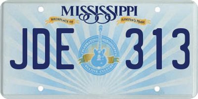 MS license plate JDE313