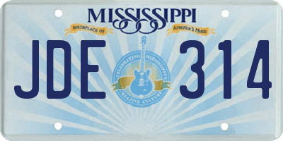 MS license plate JDE314
