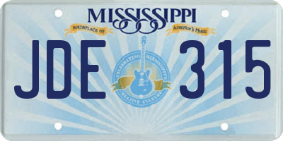 MS license plate JDE315