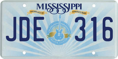 MS license plate JDE316