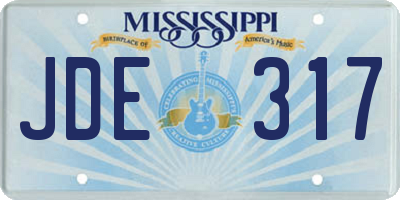 MS license plate JDE317