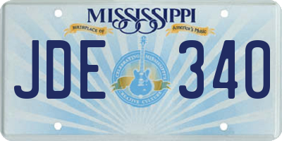 MS license plate JDE340
