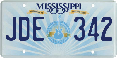 MS license plate JDE342