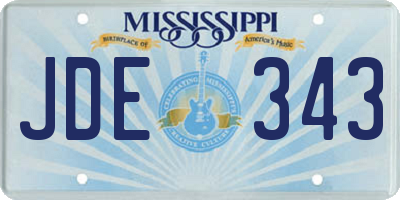 MS license plate JDE343