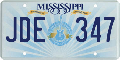 MS license plate JDE347