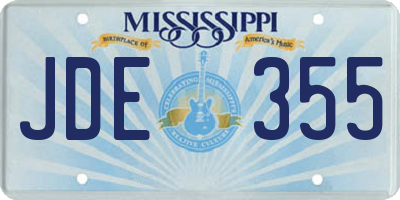 MS license plate JDE355