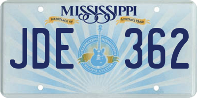 MS license plate JDE362
