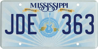 MS license plate JDE363