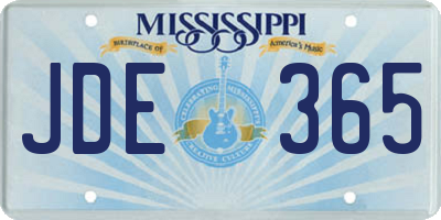 MS license plate JDE365
