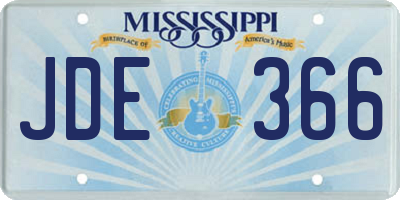 MS license plate JDE366