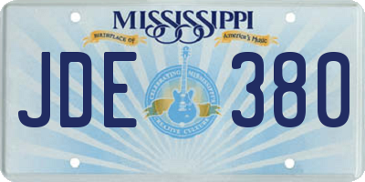 MS license plate JDE380