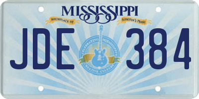 MS license plate JDE384