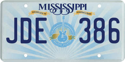 MS license plate JDE386
