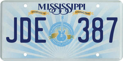 MS license plate JDE387