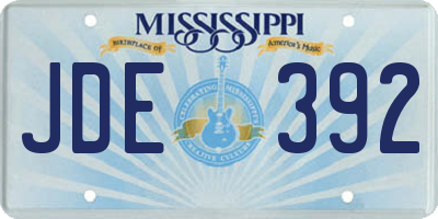 MS license plate JDE392