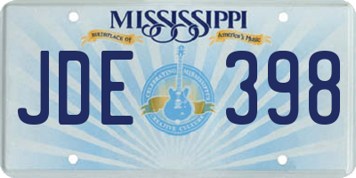 MS license plate JDE398