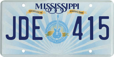 MS license plate JDE415