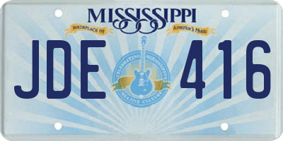 MS license plate JDE416