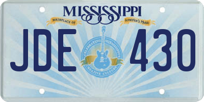 MS license plate JDE430