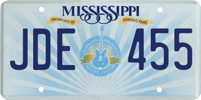 MS license plate JDE455