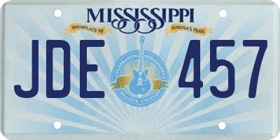 MS license plate JDE457