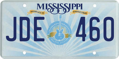 MS license plate JDE460
