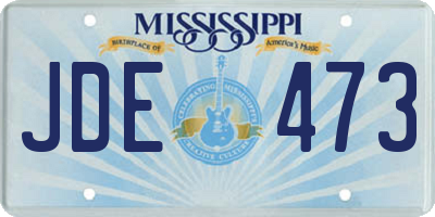 MS license plate JDE473