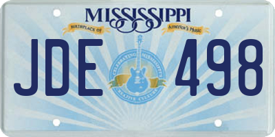 MS license plate JDE498