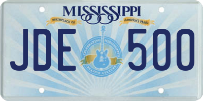 MS license plate JDE500