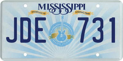 MS license plate JDE731
