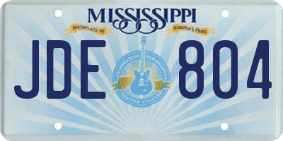 MS license plate JDE804