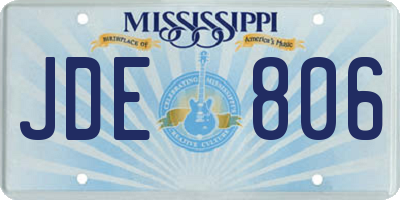 MS license plate JDE806