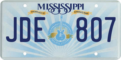 MS license plate JDE807