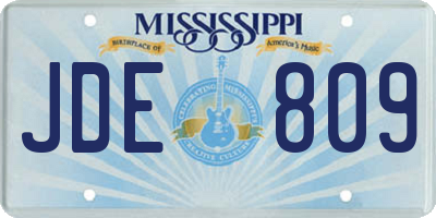 MS license plate JDE809