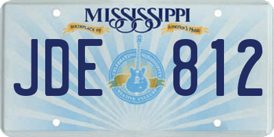 MS license plate JDE812