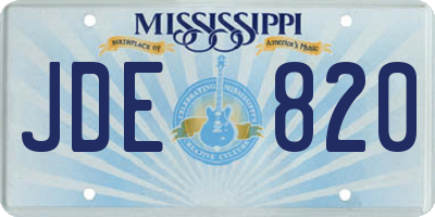 MS license plate JDE820