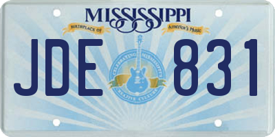 MS license plate JDE831
