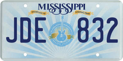 MS license plate JDE832