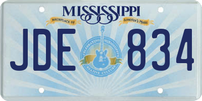 MS license plate JDE834