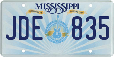 MS license plate JDE835