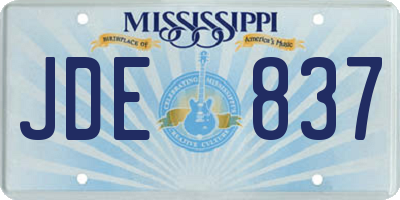 MS license plate JDE837