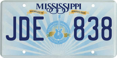 MS license plate JDE838
