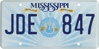 MS license plate JDE847