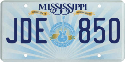 MS license plate JDE850