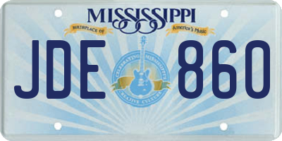 MS license plate JDE860