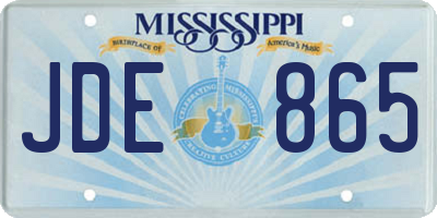 MS license plate JDE865
