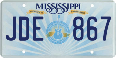 MS license plate JDE867