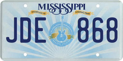 MS license plate JDE868