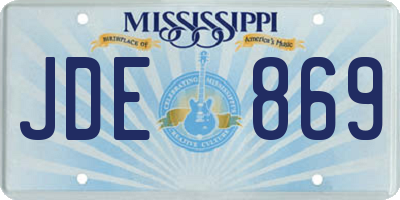 MS license plate JDE869